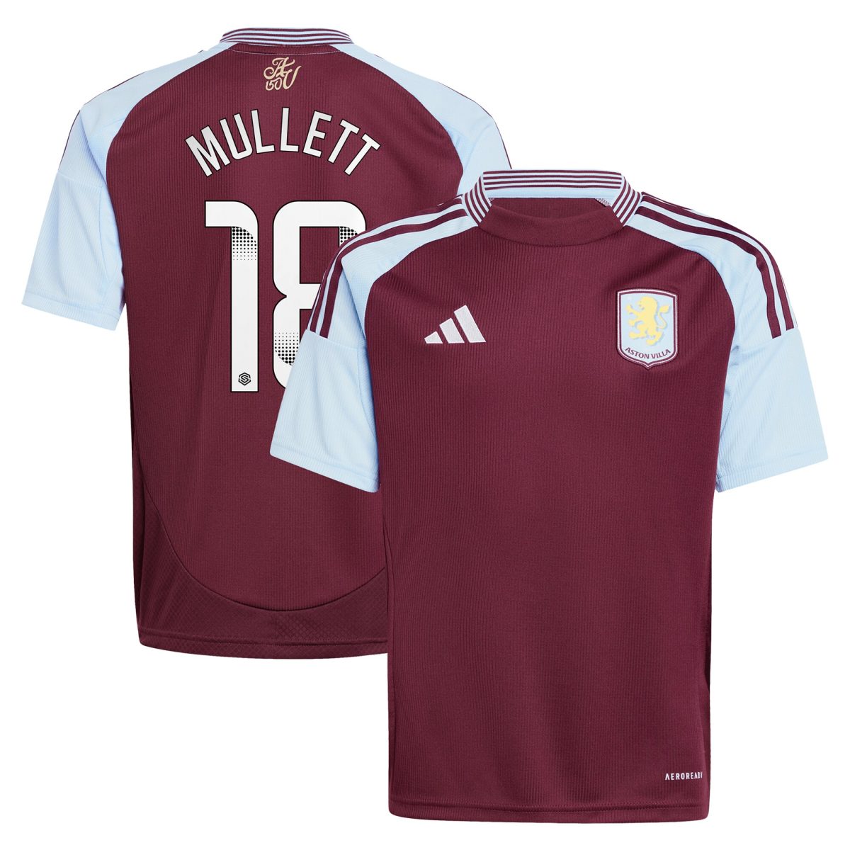 aston villa wsl adidas home shirt 2024-25 – kids with mullett 18 printing Collection | Aston Villa Fan Shop