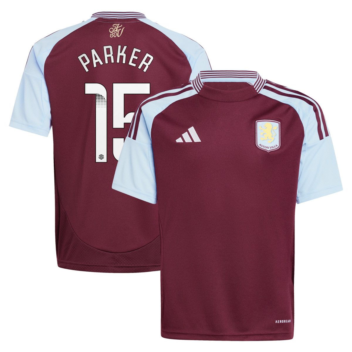 aston villa wsl adidas home shirt 2024-25 – kids with parker 15 printing Collection | Aston Villa Fan Shop