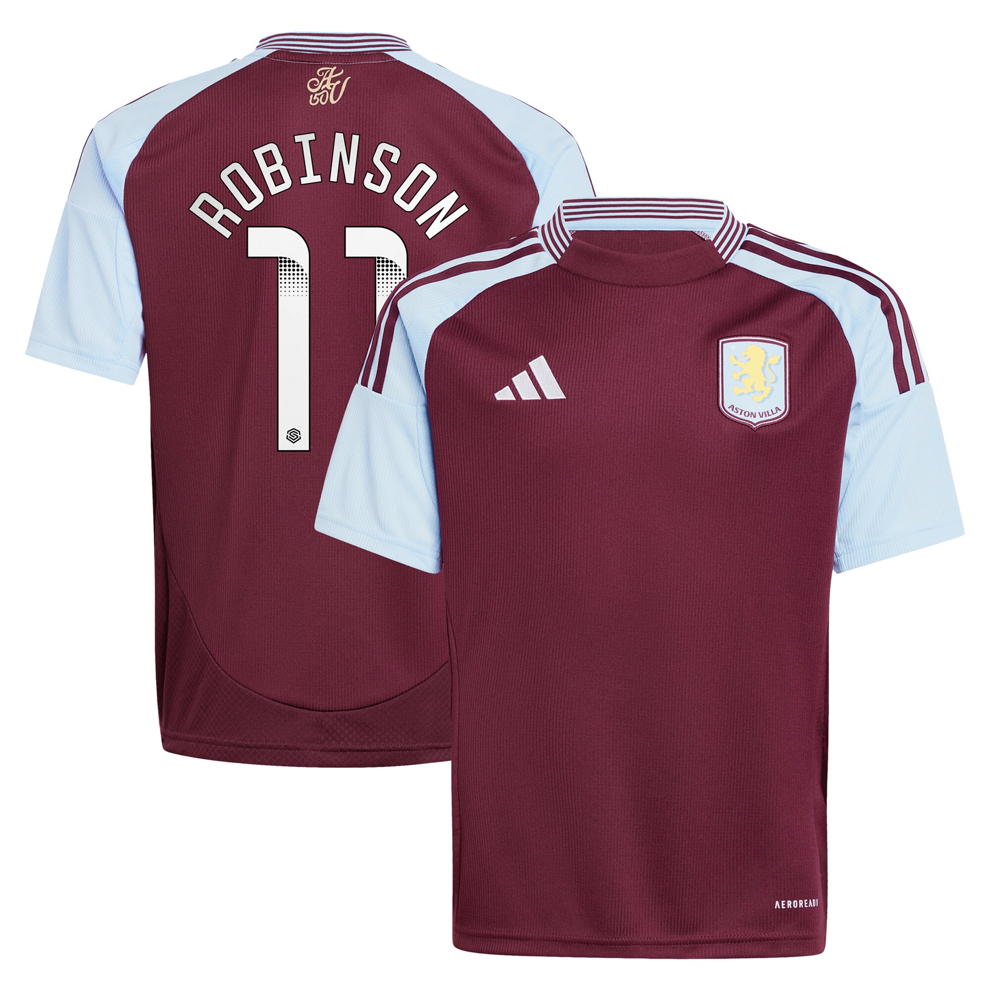 aston villa wsl adidas home shirt 2024-25 – kids with robinson 11 printing Collection | Aston Villa Fan Shop