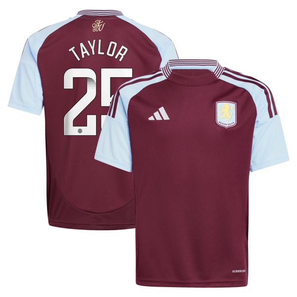 aston villa wsl adidas home shirt 2024-25 – kids with taylor 25 printing Collection | Aston Villa Fan Shop
