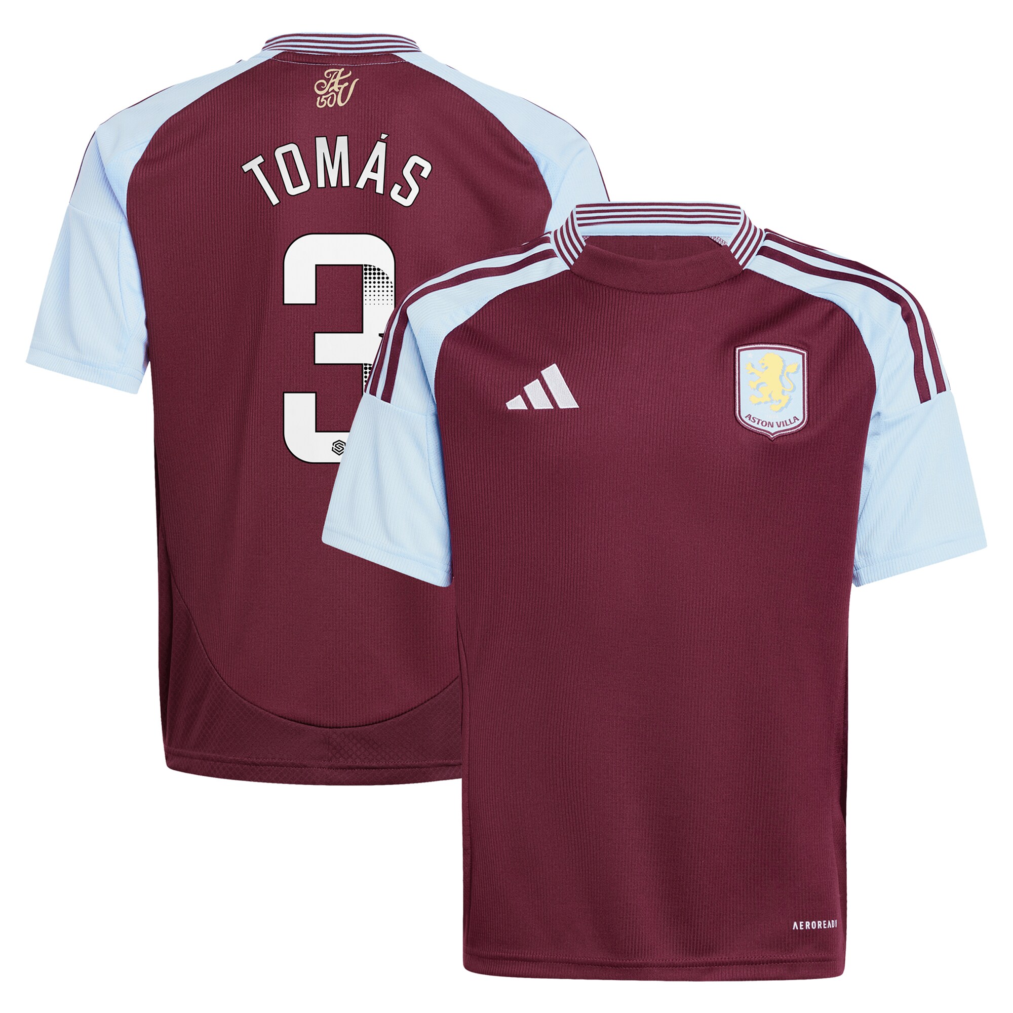 aston villa wsl adidas home shirt 2024-25 – kids with tomás 3 printing Collection | Aston Villa Fan Shop