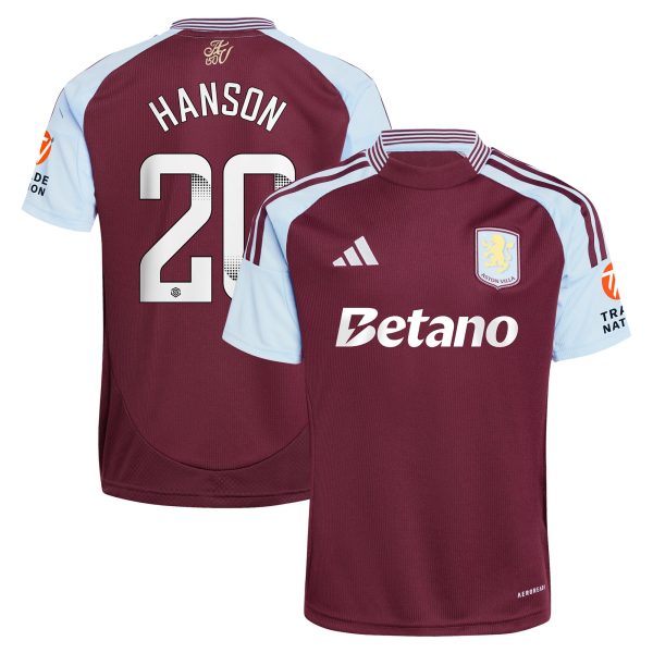 aston villa wsl adidas home shirt 2024-25 with hanson 20 printing Collection | Aston Villa Fan Shop