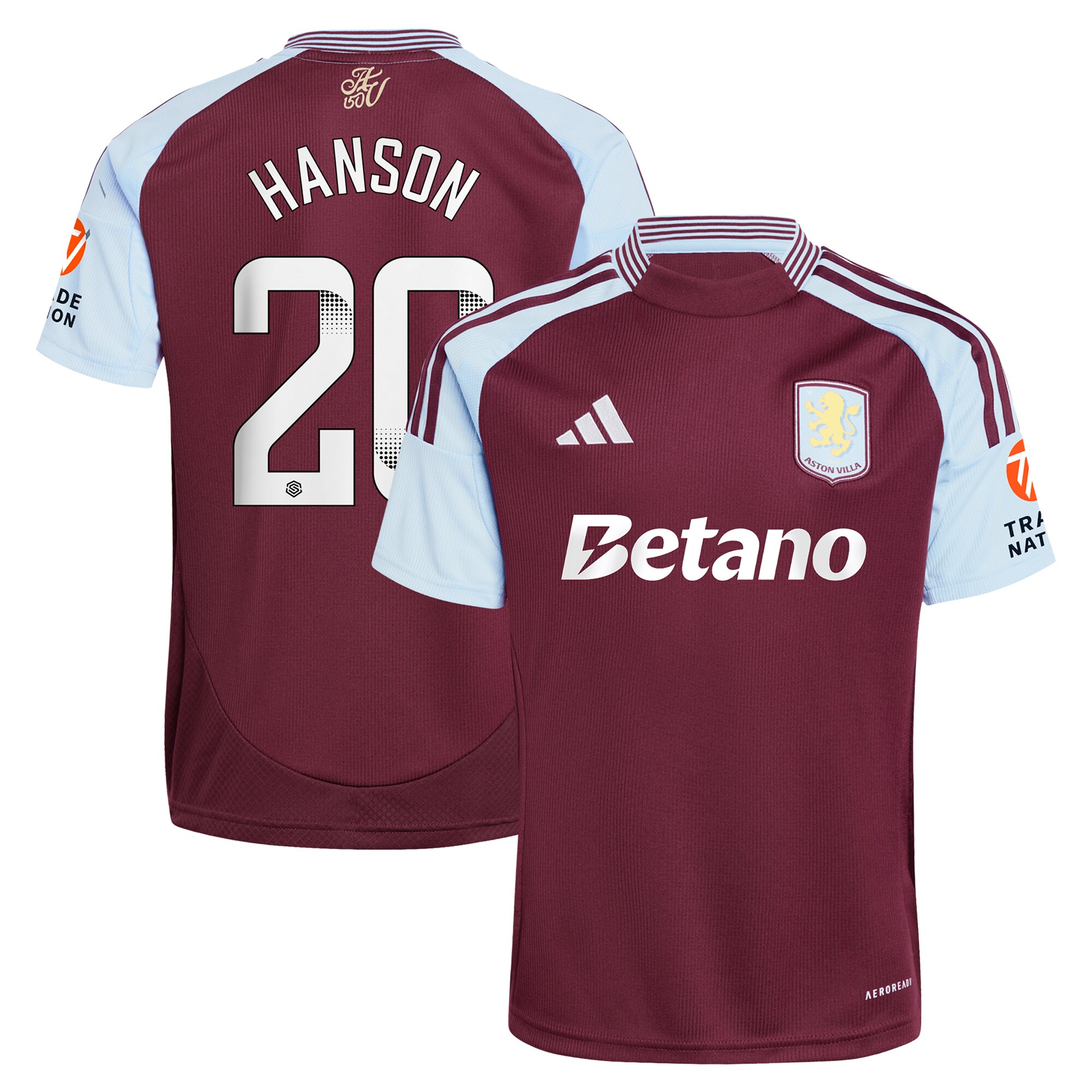 aston villa wsl adidas home shirt 2024-25 with hanson 20 printing Collection | Aston Villa Fan Shop