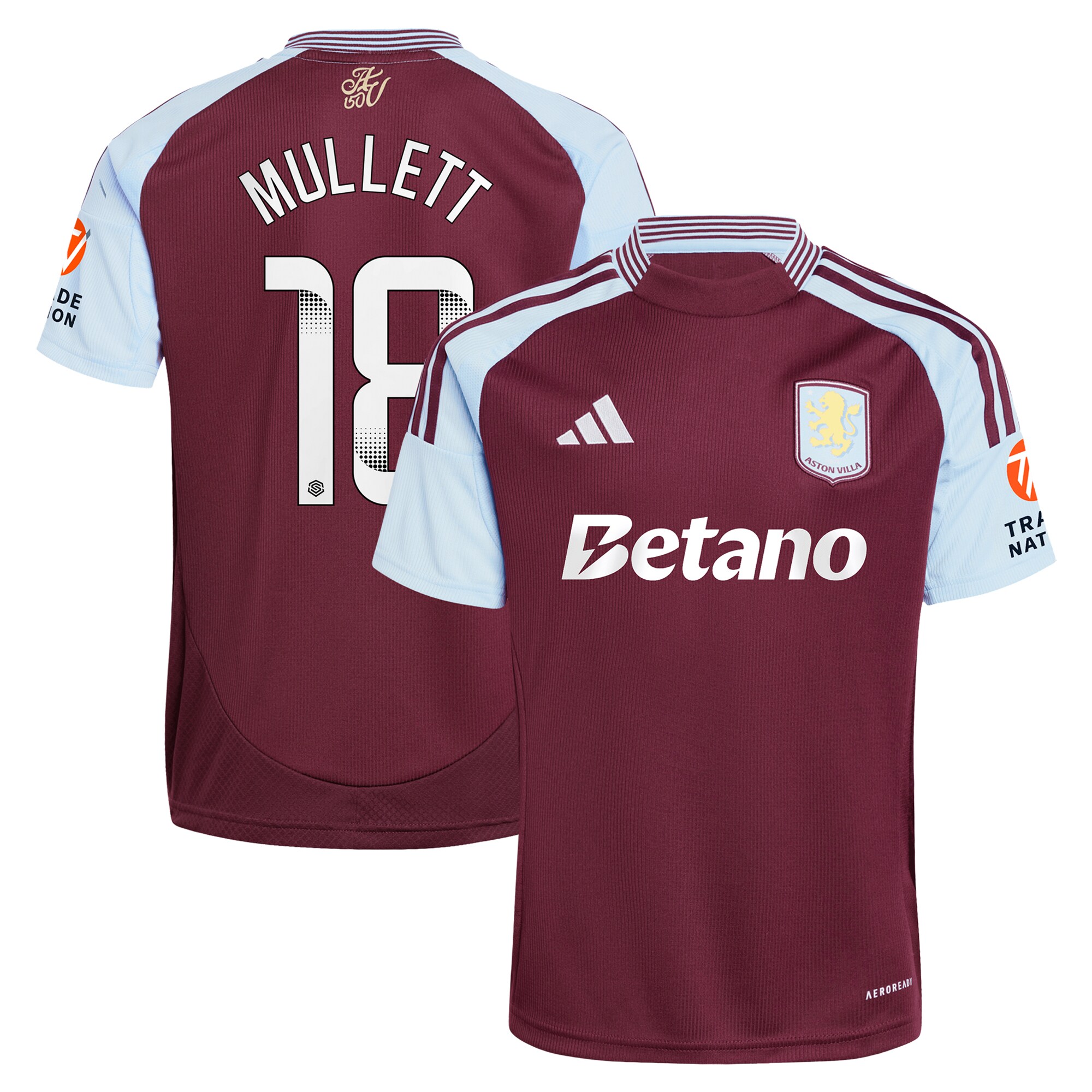 aston villa wsl adidas home shirt 2024-25 with mullett 18 printing Collection | Aston Villa Fan Shop