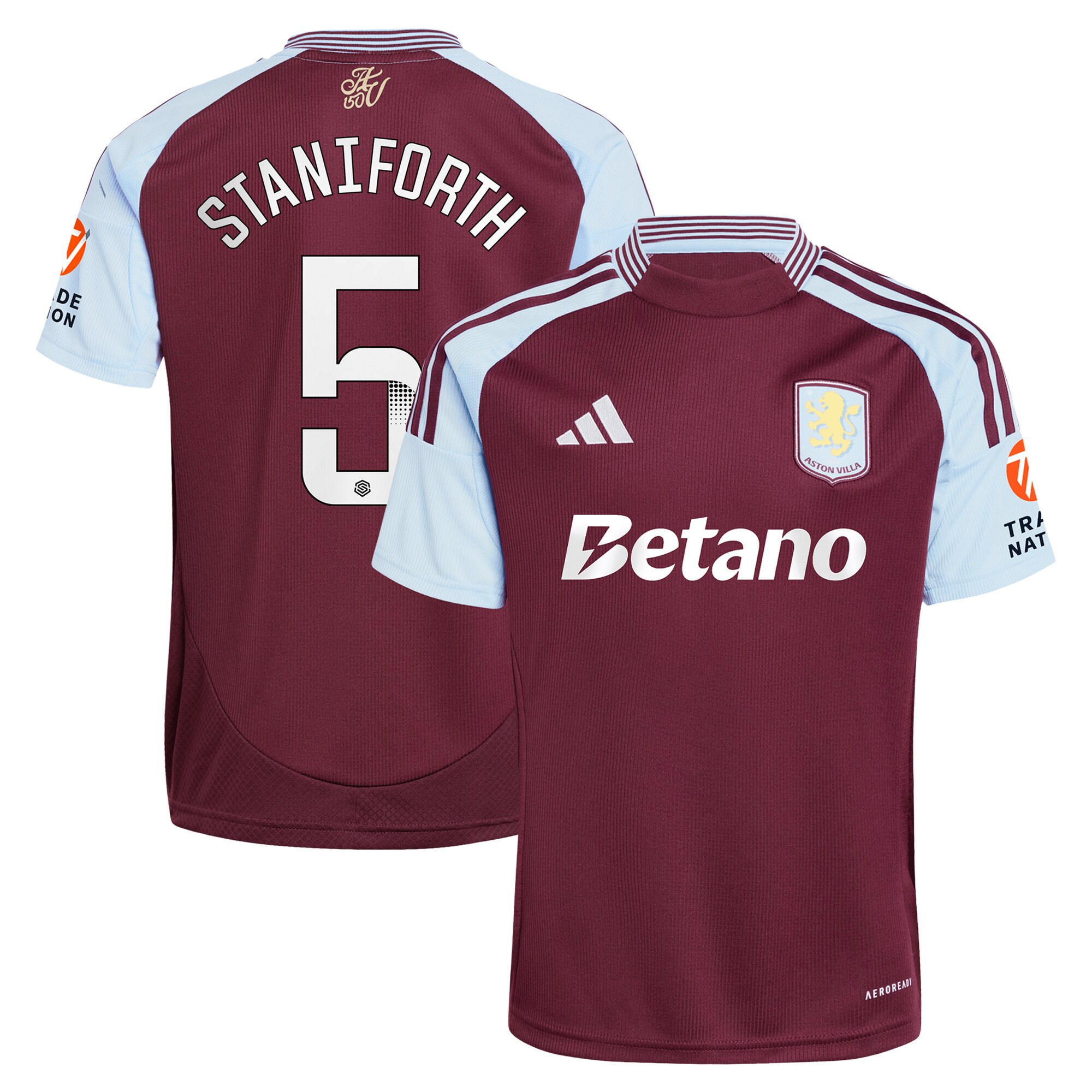 aston villa wsl adidas home shirt 2024-25 with staniforth 5 printing Collection | Aston Villa Fan Shop