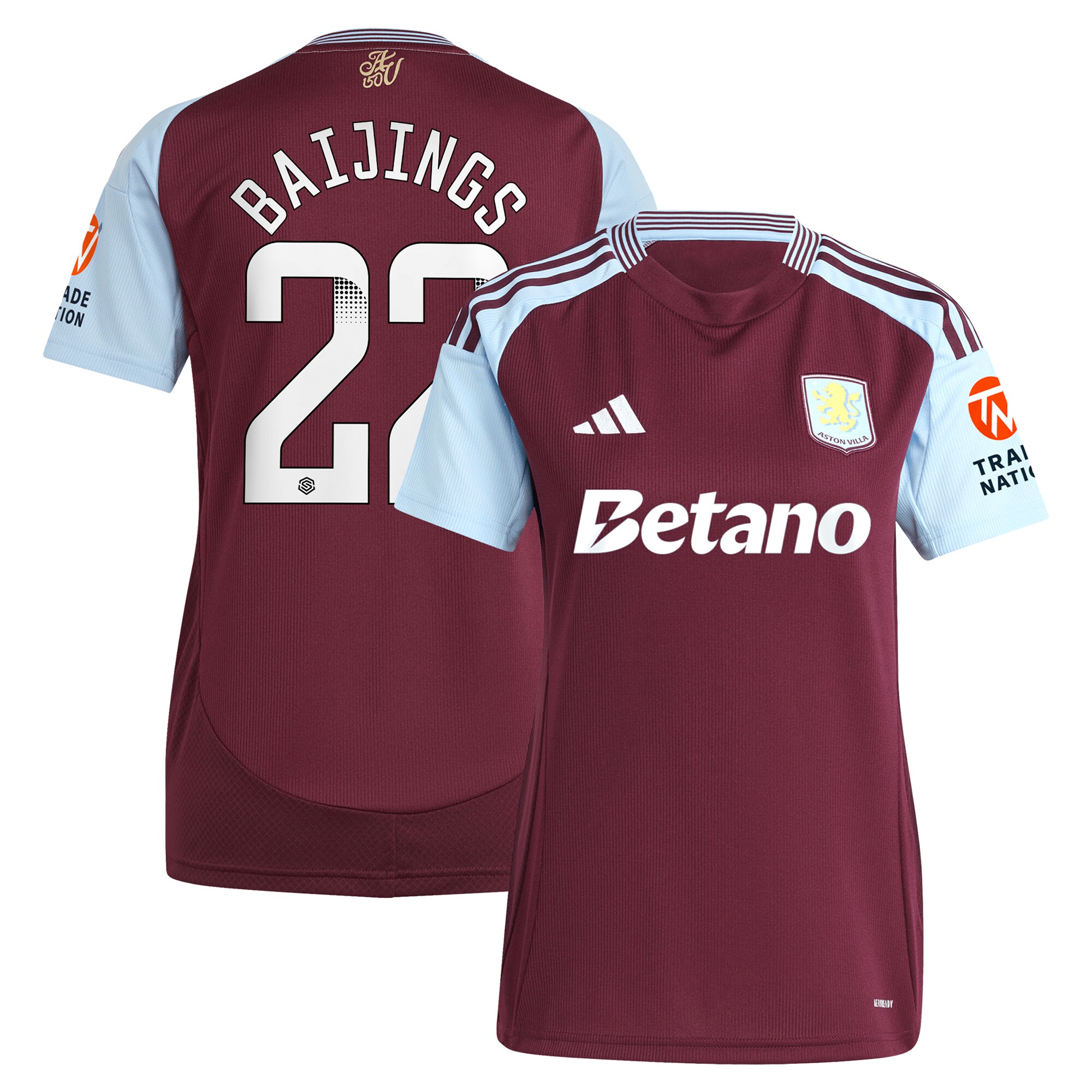 aston villa wsl adidas home shirt 2024-25 – womens with baijings 22 printing Collection | Aston Villa Fan Shop