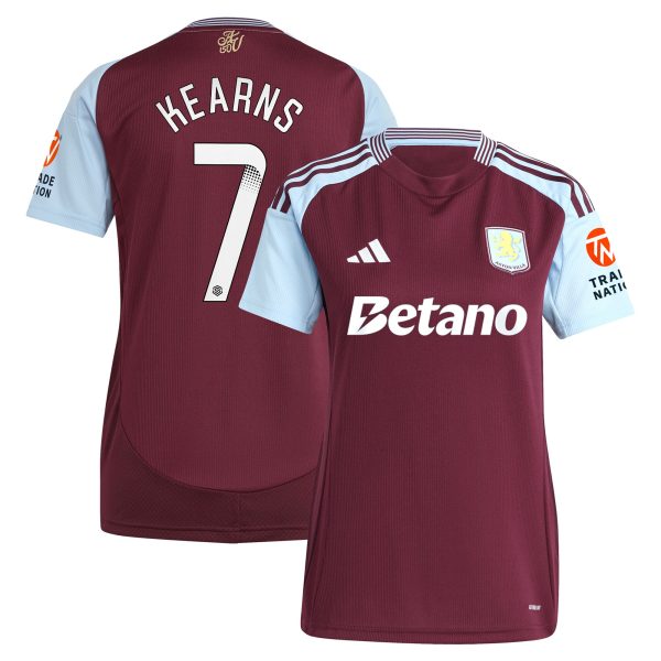aston villa wsl adidas home shirt 2024-25 – womens with kearns 7 printing Collection | Aston Villa Fan Shop