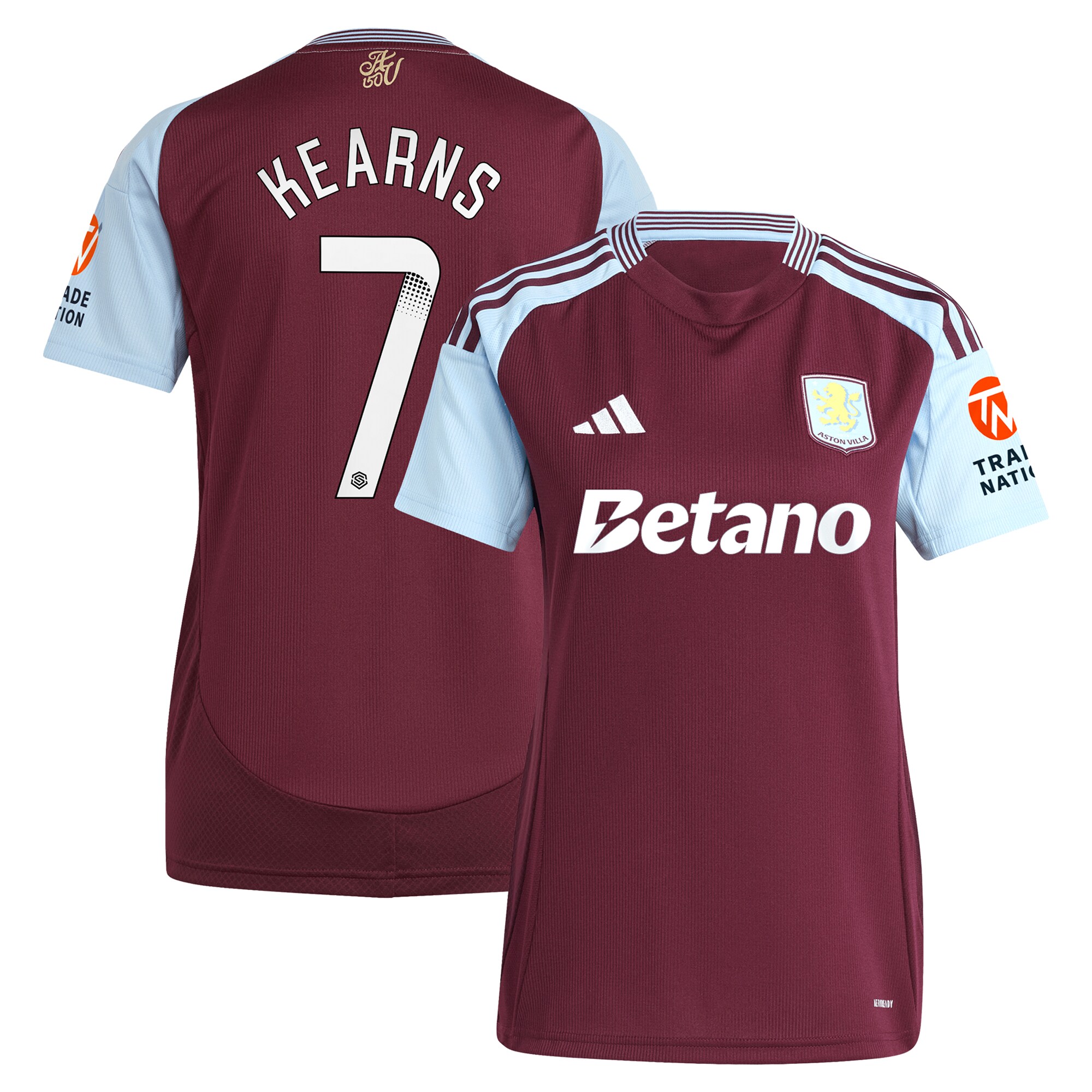 aston villa wsl adidas home shirt 2024-25 – womens with kearns 7 printing Collection | Aston Villa Fan Shop