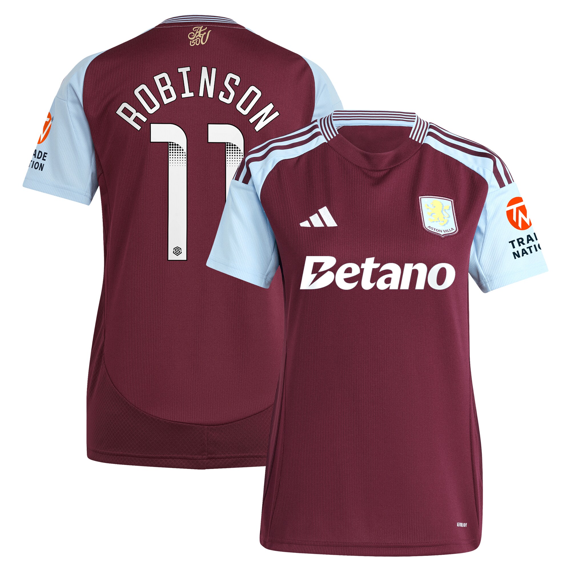 aston villa wsl adidas home shirt 2024-25 – womens with robinson 11 printing Collection | Aston Villa Fan Shop