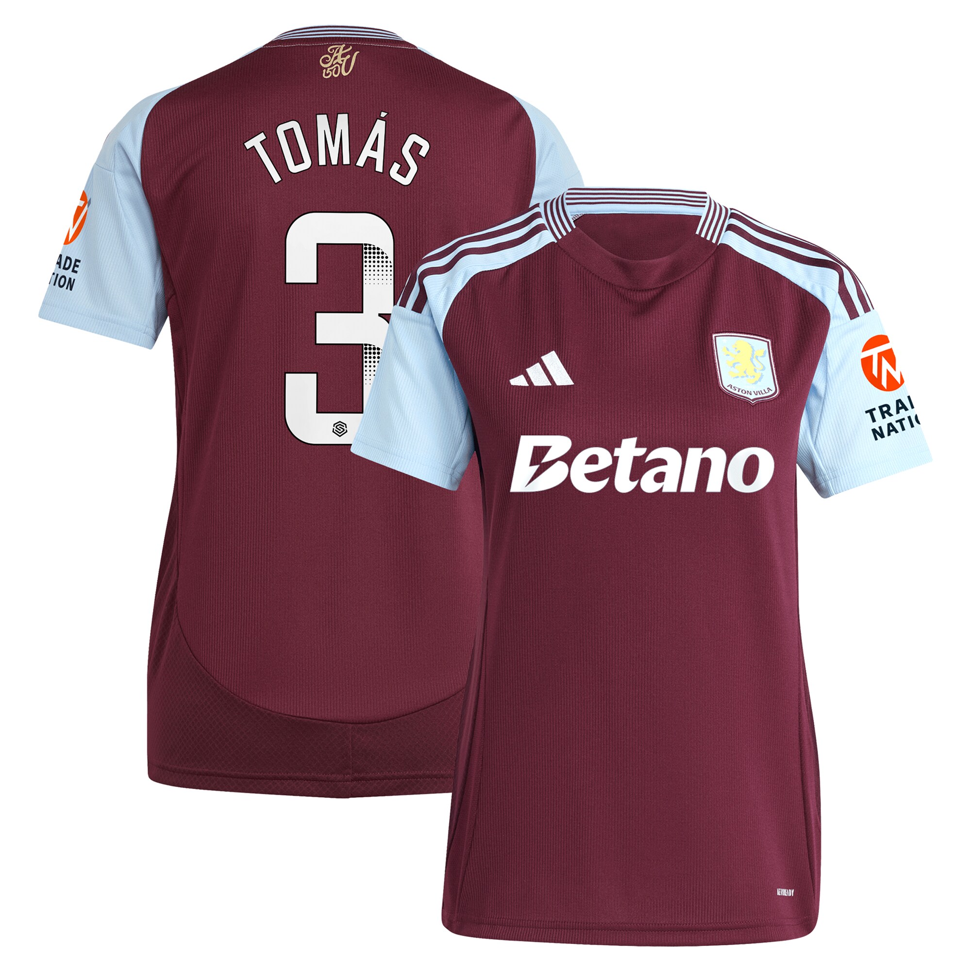 aston villa wsl adidas home shirt 2024-25 – womens with tomás 3 printing Collection | Aston Villa Fan Shop